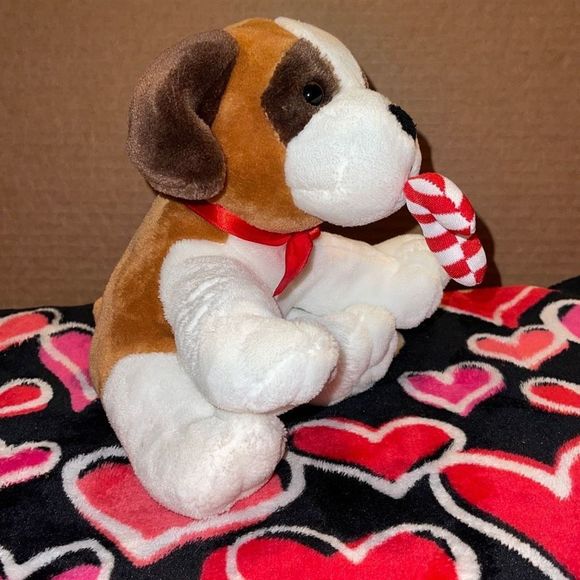 Animal Adventure brown white Haley, and plush dog candy cane, 2015, stuffed anim - Picture 6 of 6